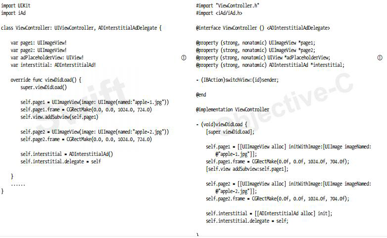 ViewController中有關ADInterstitialAdDelegate委托協議的實現代碼