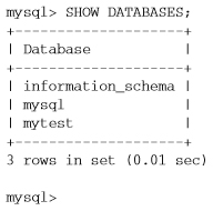 使用SHOW命令來查看新數據庫是否創建成功